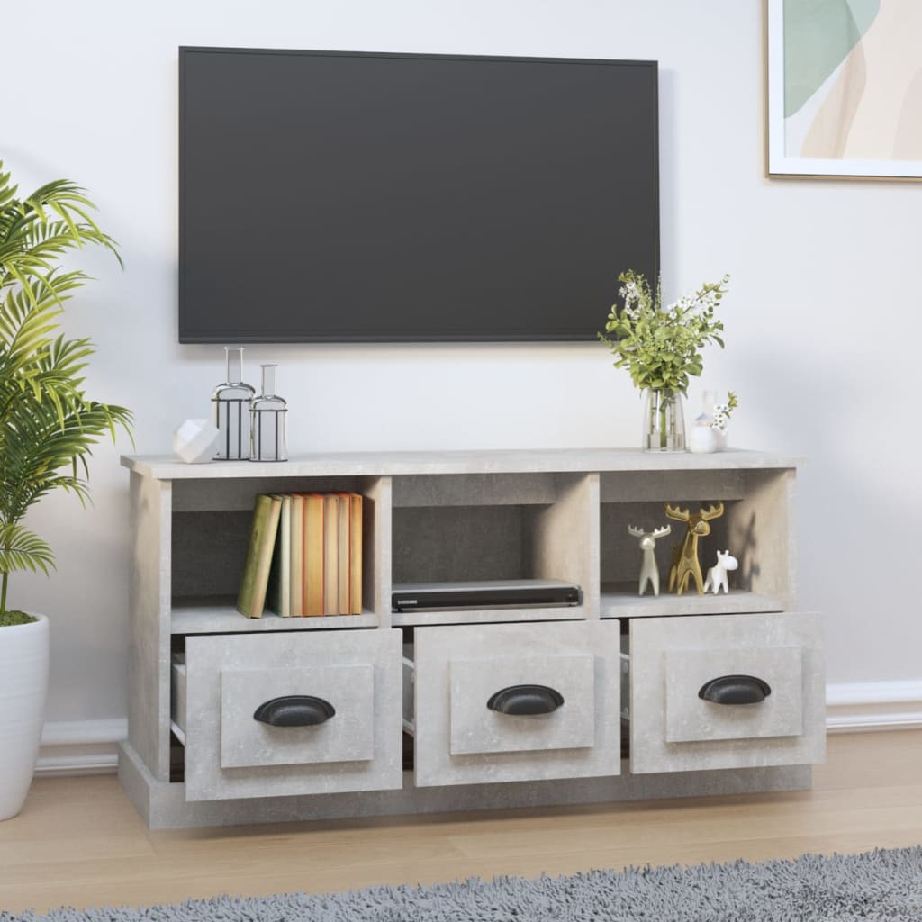 Tv-meubel 100x35x50 cm bewerkt hout betongrijs is nu te koop bij PeponiXL, paradijselijk wonen!