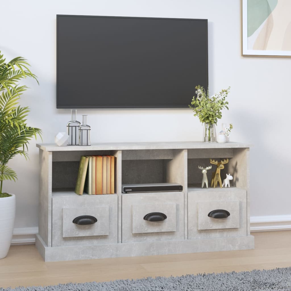Tv-meubel 100x35x50 cm bewerkt hout betongrijs is nu te koop bij PeponiXL, paradijselijk wonen!