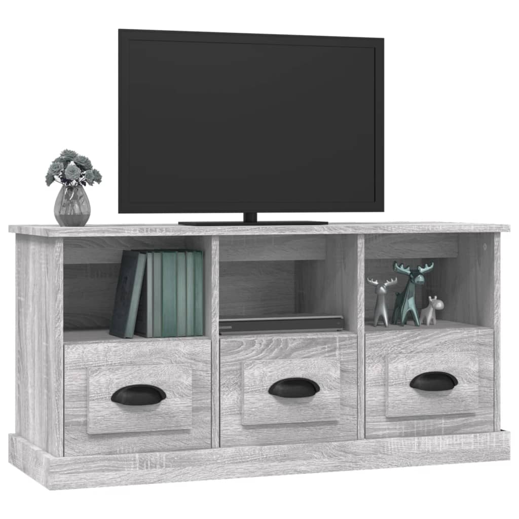Tv-meubel 100x35x50 cm bewerkt hout grijs sonoma eikenkleurig is nu te koop bij PeponiXL, paradijselijk wonen!