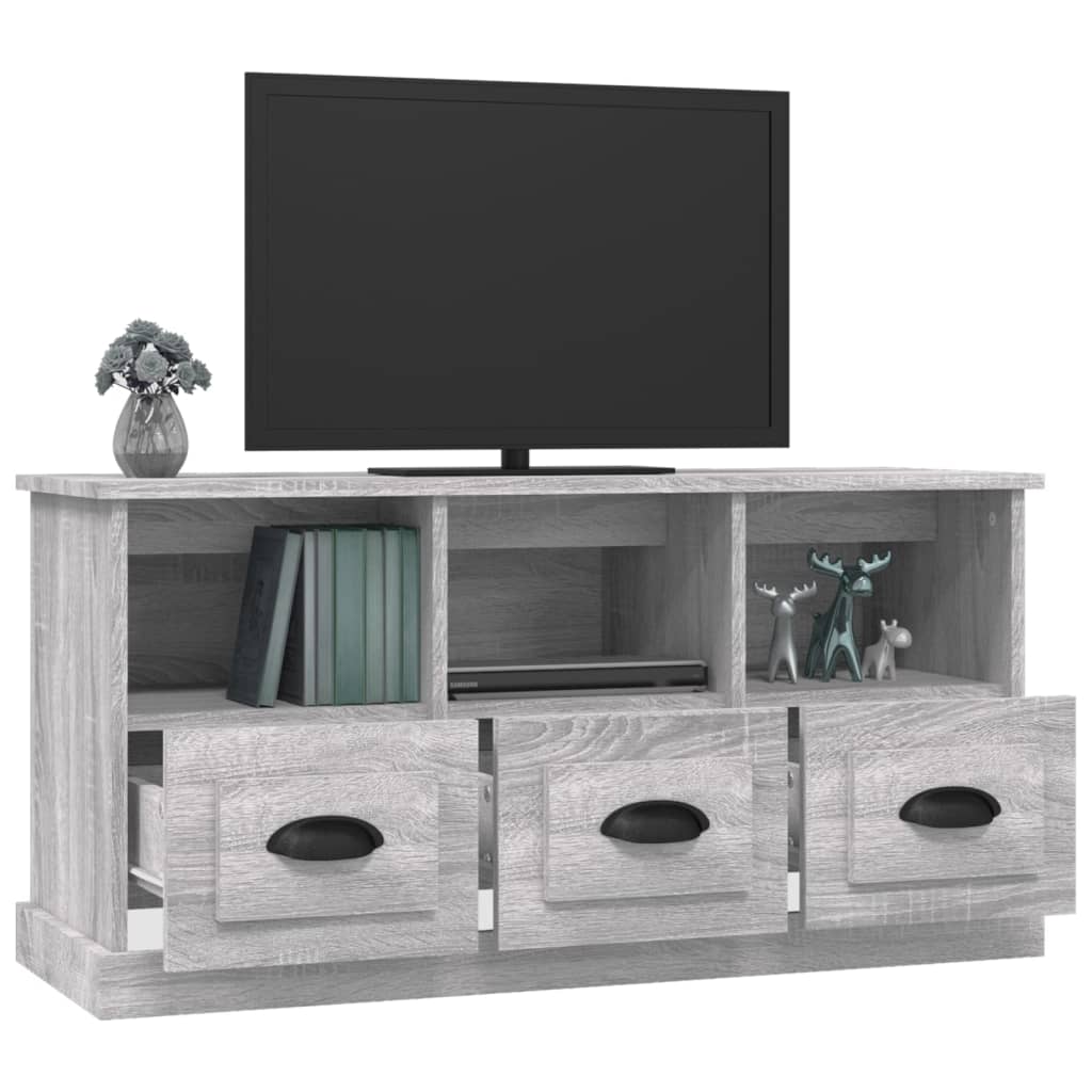 Tv-meubel 100x35x50 cm bewerkt hout grijs sonoma eikenkleurig is nu te koop bij PeponiXL, paradijselijk wonen!