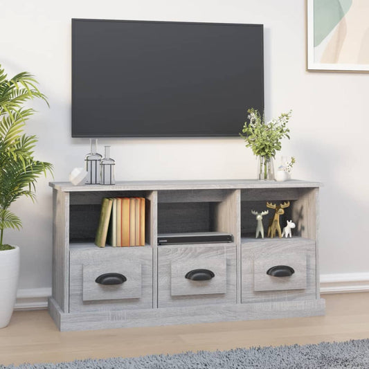 Tv-meubel 100x35x50 cm bewerkt hout grijs sonoma eikenkleurig is nu te koop bij PeponiXL, paradijselijk wonen!