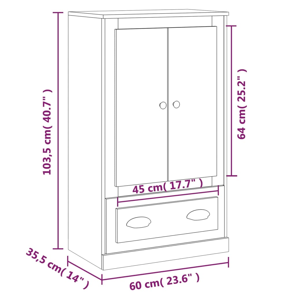 Hoge kast 60x35,5x103,5 cm bewerkt hout wit is nu te koop bij PeponiXL, paradijselijk wonen!