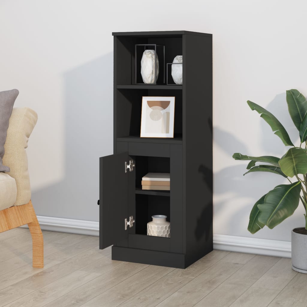 Hoge kast 36x35,5x103,5 cm bewerkt hout zwart is nu te koop bij PeponiXL, paradijselijk wonen!