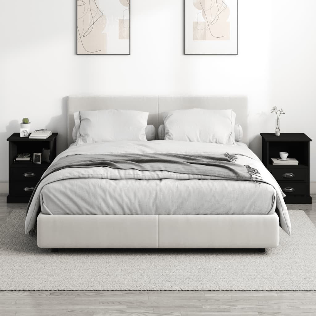 Nachtkastjes 2 st 43x36x60 cm zwart is nu te koop bij PeponiXL, paradijselijk wonen!