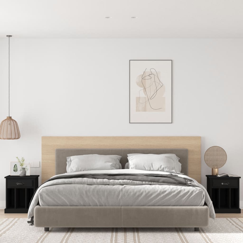 Nachtkastjes 2 st 43x36x50 cm zwart is nu te koop bij PeponiXL, paradijselijk wonen!