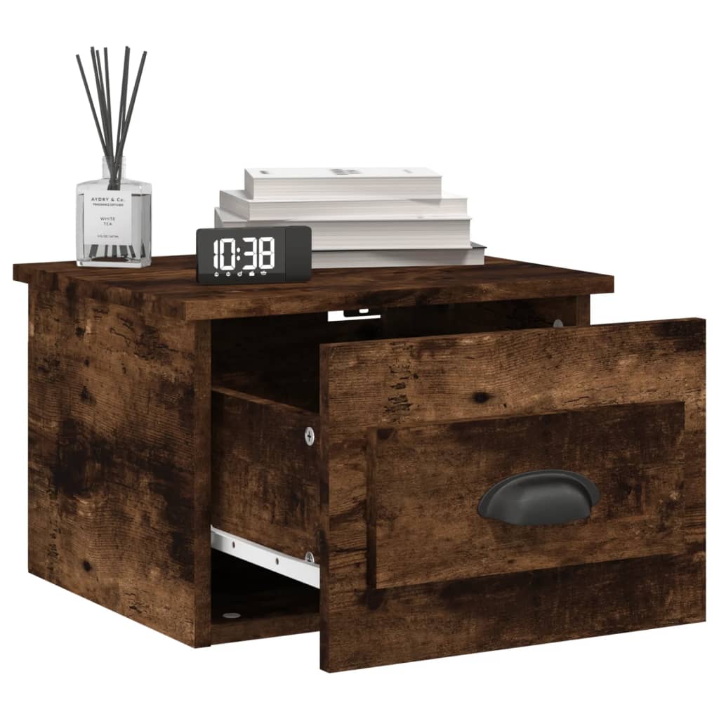 Nachtkastjes 2 st wandgemonteerd 41,5x36x28 cm gerookt eiken is nu te koop bij PeponiXL, paradijselijk wonen!