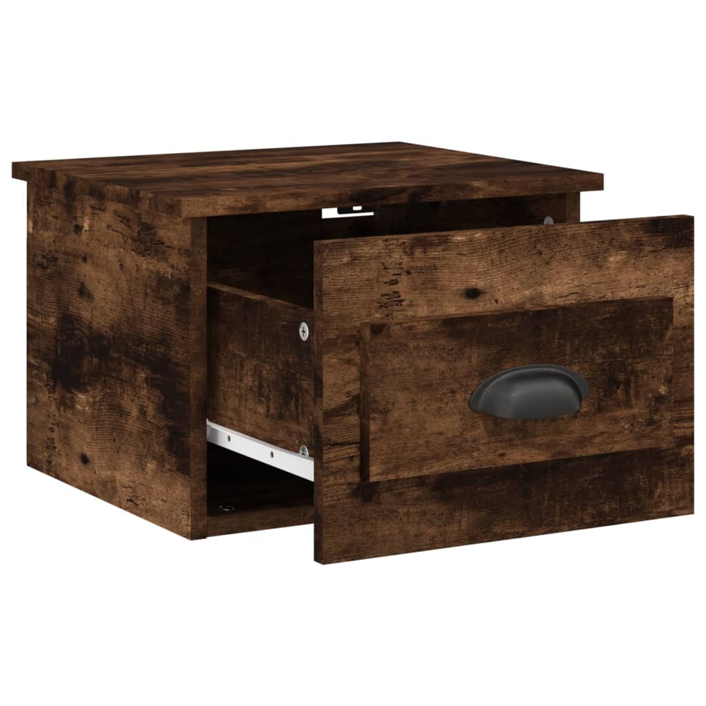 Nachtkastjes 2 st wandgemonteerd 41,5x36x28 cm gerookt eiken is nu te koop bij PeponiXL, paradijselijk wonen!