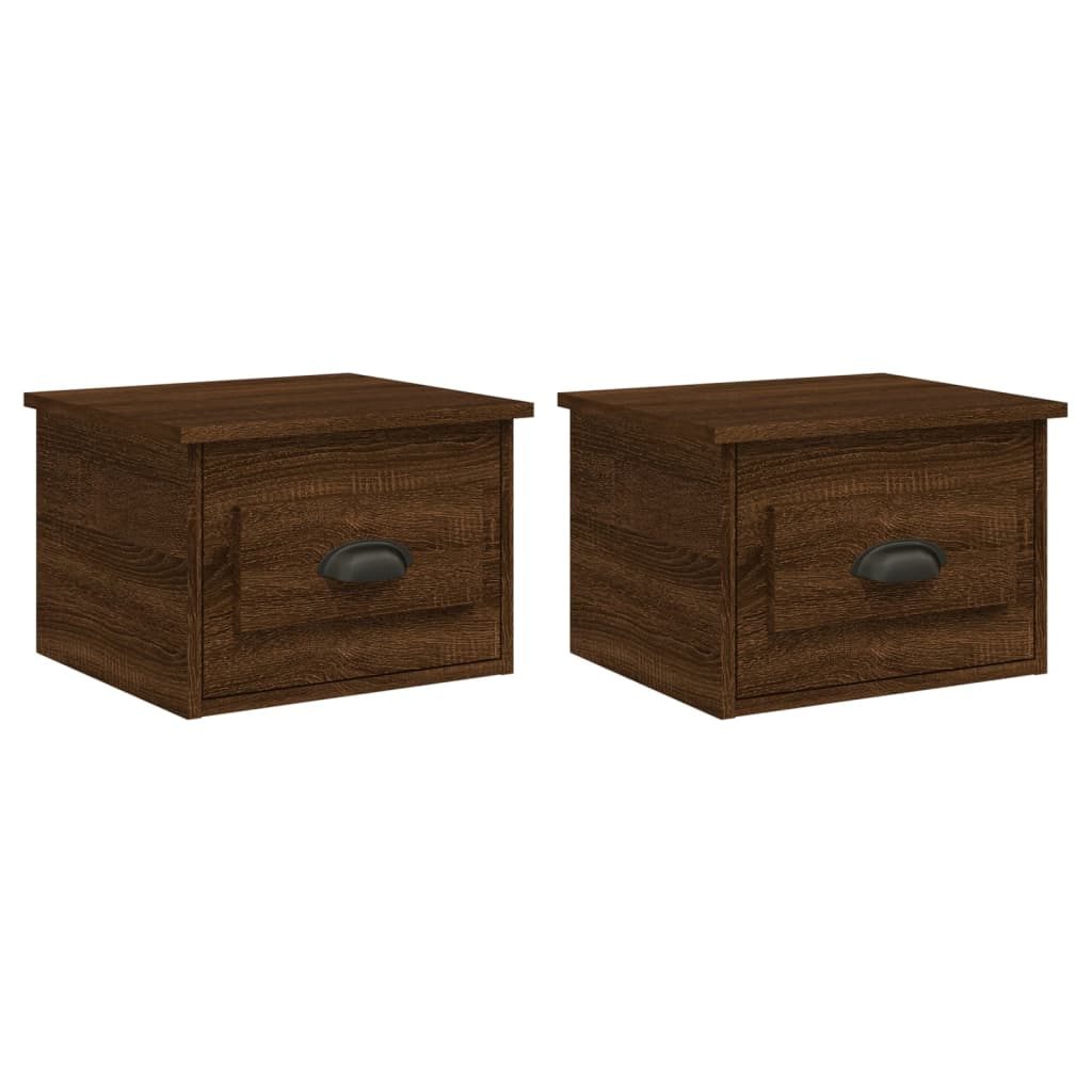 Nachtkastjes 2 st wandgemonteerd 41,5x36x28 cm bruin eikenkleur is nu te koop bij PeponiXL, paradijselijk wonen!