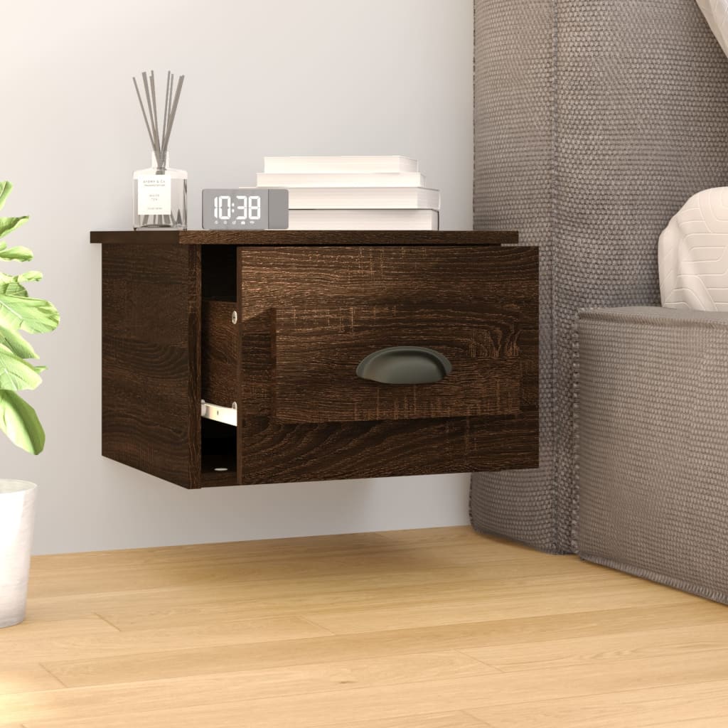 Nachtkastjes 2 st wandgemonteerd 41,5x36x28 cm bruin eikenkleur is nu te koop bij PeponiXL, paradijselijk wonen!