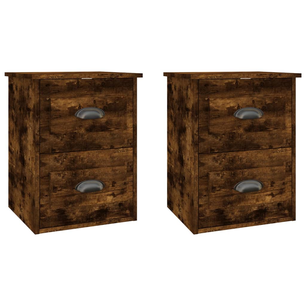 Nachtkastjes 2 st wandgemonteerd 41,5x36x53 cm gerookt eiken is nu te koop bij PeponiXL, paradijselijk wonen!