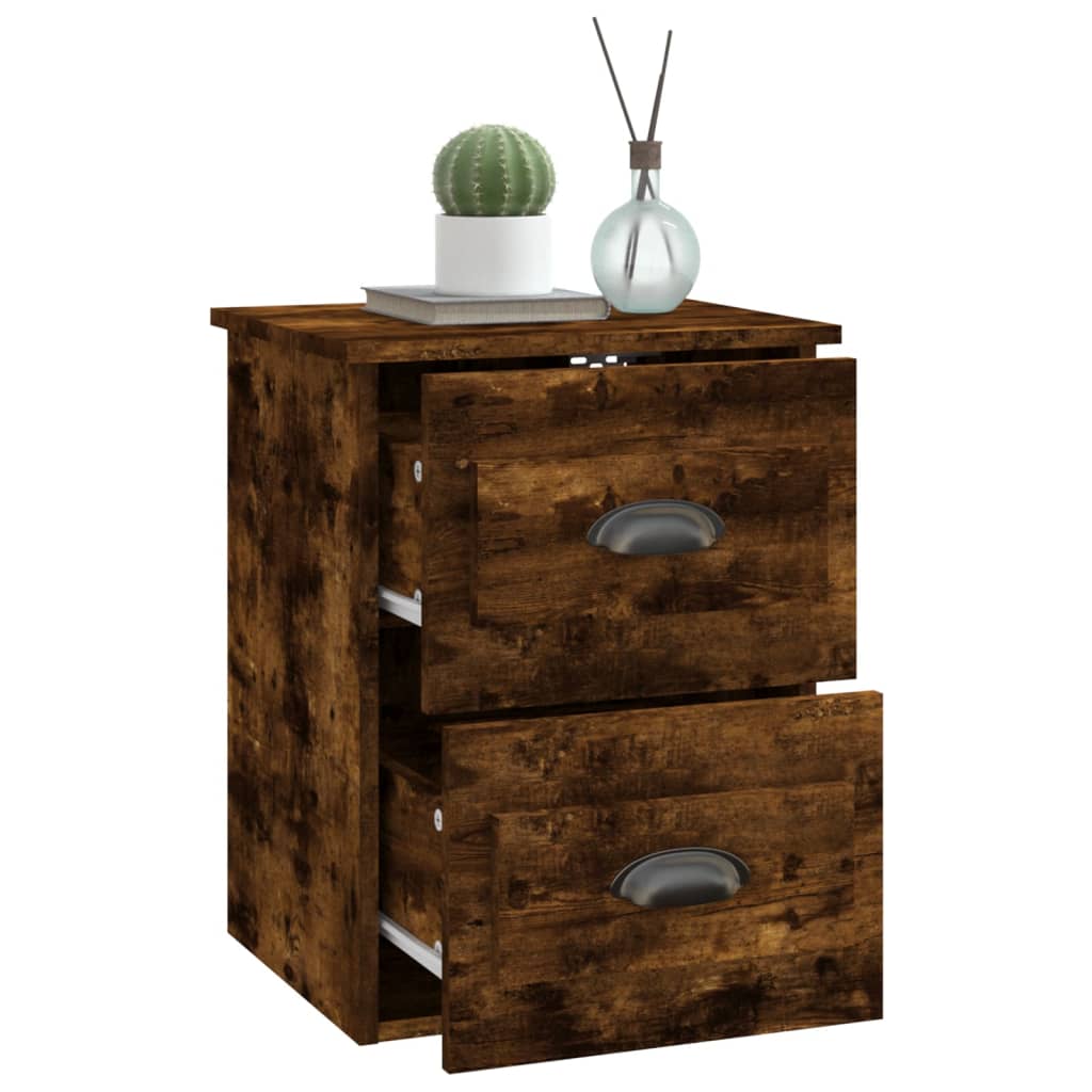 Nachtkastjes 2 st wandgemonteerd 41,5x36x53 cm gerookt eiken is nu te koop bij PeponiXL, paradijselijk wonen!