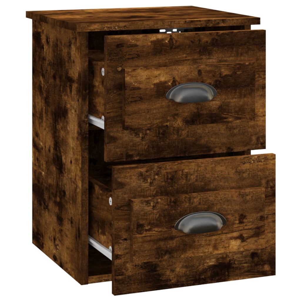 Nachtkastjes 2 st wandgemonteerd 41,5x36x53 cm gerookt eiken is nu te koop bij PeponiXL, paradijselijk wonen!