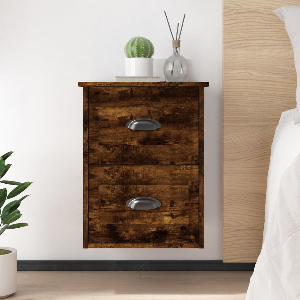 Nachtkastjes 2 st wandgemonteerd 41,5x36x53 cm gerookt eiken is nu te koop bij PeponiXL, paradijselijk wonen!