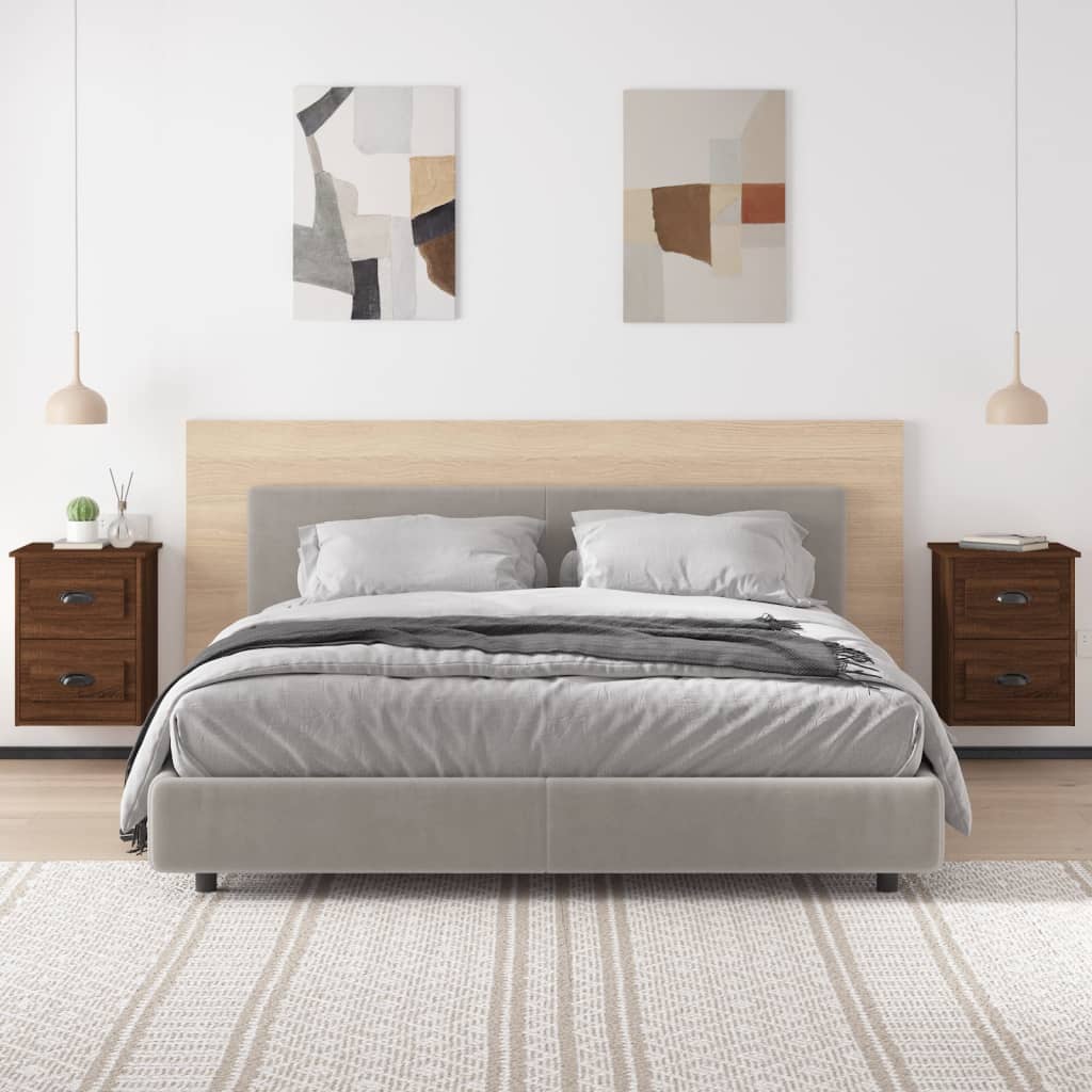 Nachtkastjes 2 st wandgemonteerd 41,5x36x53 cm bruin eikenkleur is nu te koop bij PeponiXL, paradijselijk wonen!