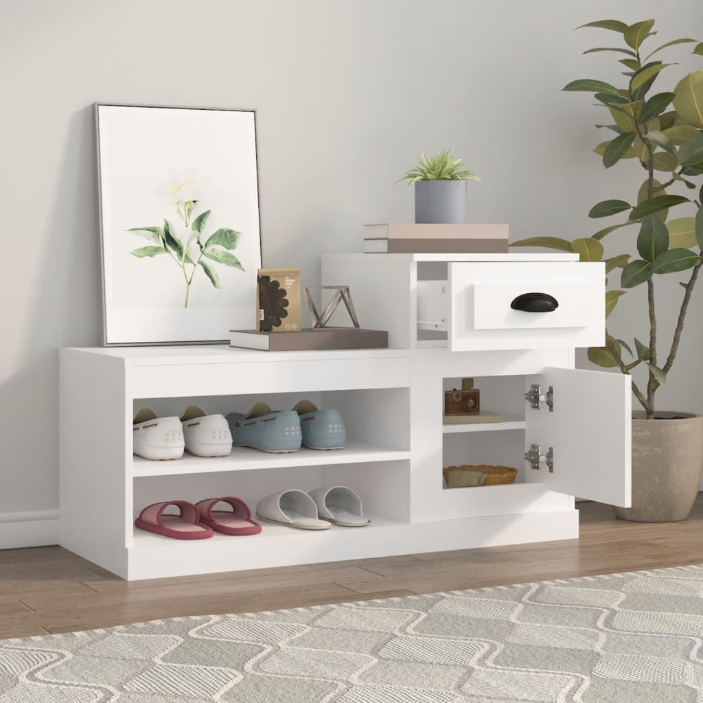 Schoenenkast 100x42x60 cm bewerkt hout wit is nu te koop bij PeponiXL, paradijselijk wonen!