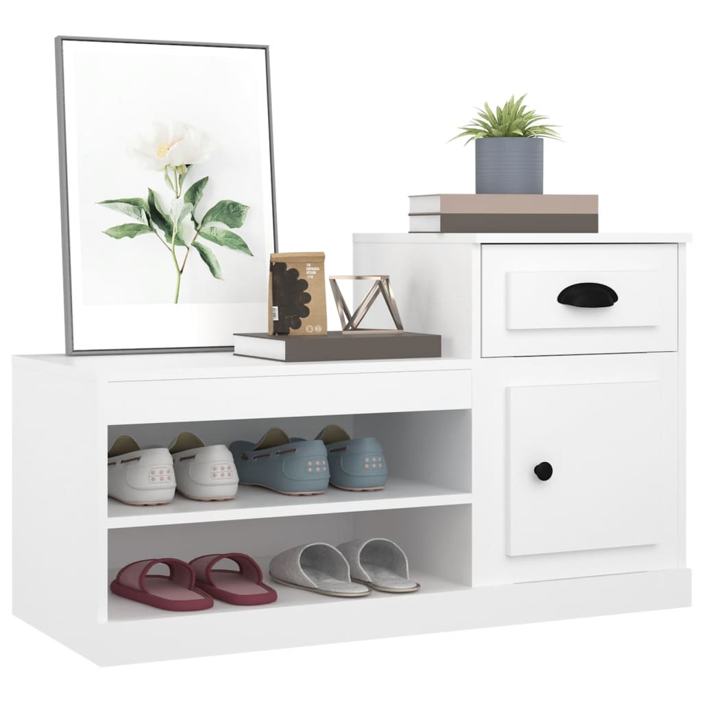 Schoenenkast 100x42x60 cm bewerkt hout wit is nu te koop bij PeponiXL, paradijselijk wonen!