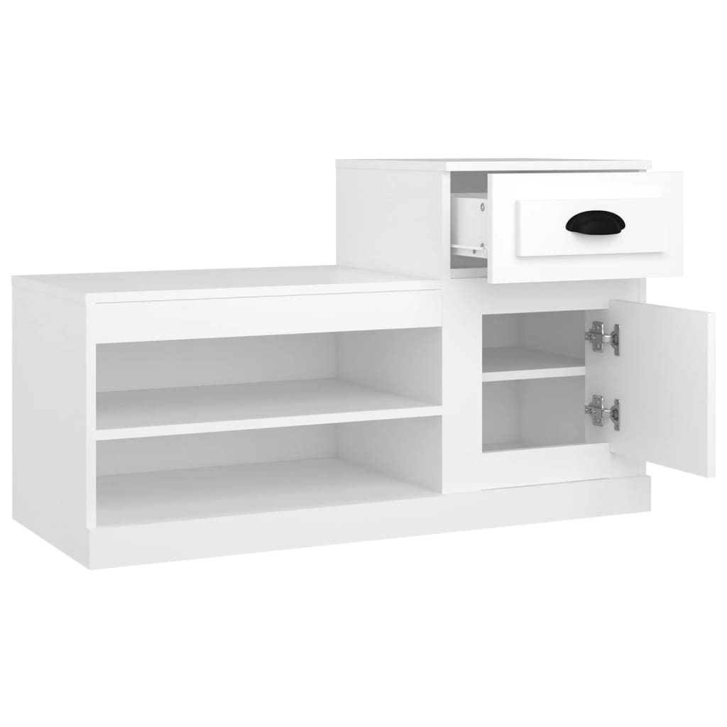 Schoenenkast 100x42x60 cm bewerkt hout wit is nu te koop bij PeponiXL, paradijselijk wonen!