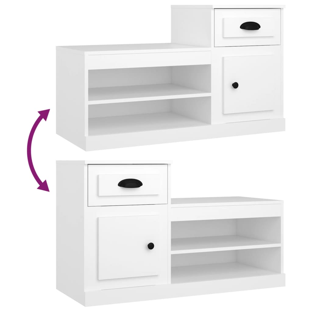 Schoenenkast 100x42x60 cm bewerkt hout wit is nu te koop bij PeponiXL, paradijselijk wonen!