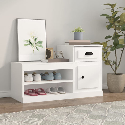 Schoenenkast 100x42x60 cm bewerkt hout wit is nu te koop bij PeponiXL, paradijselijk wonen!