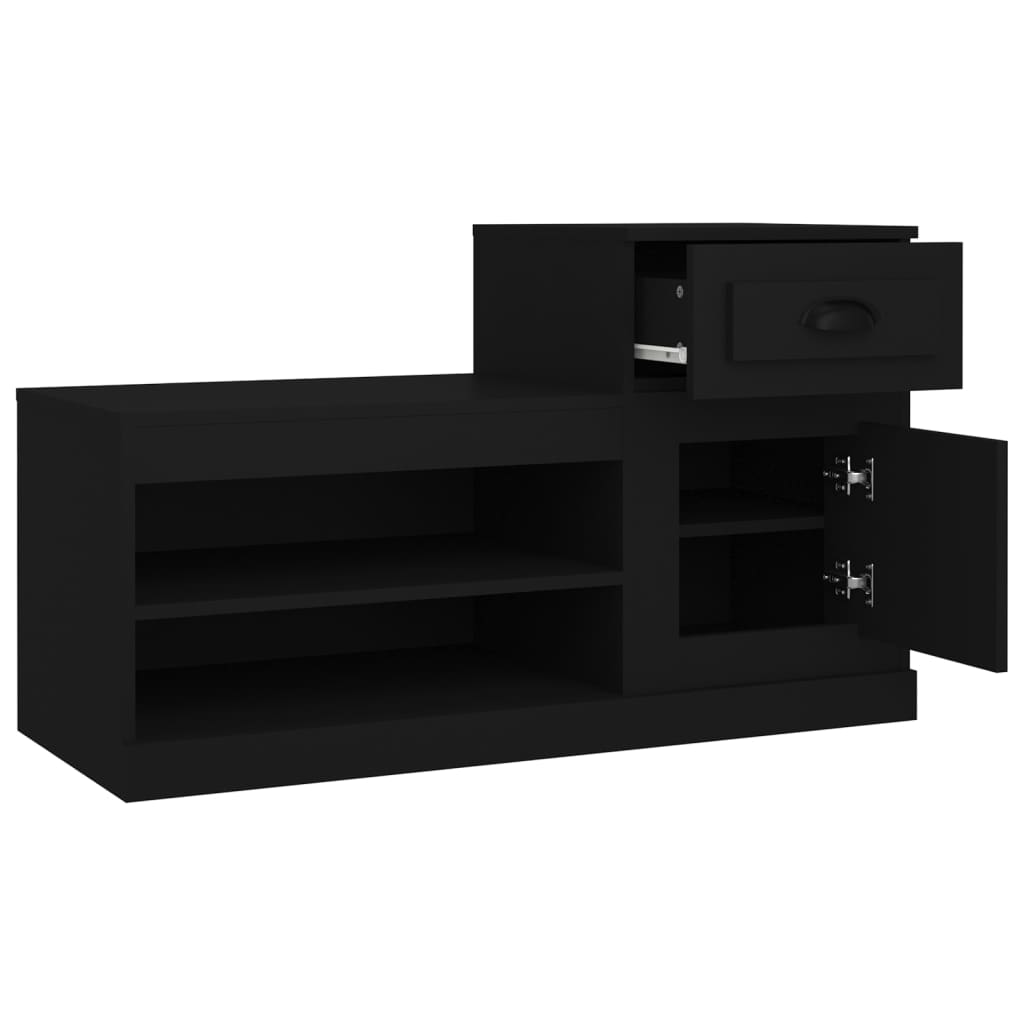 Schoenenkast 100x42x60 cm bewerkt hout zwart is nu te koop bij PeponiXL, paradijselijk wonen!