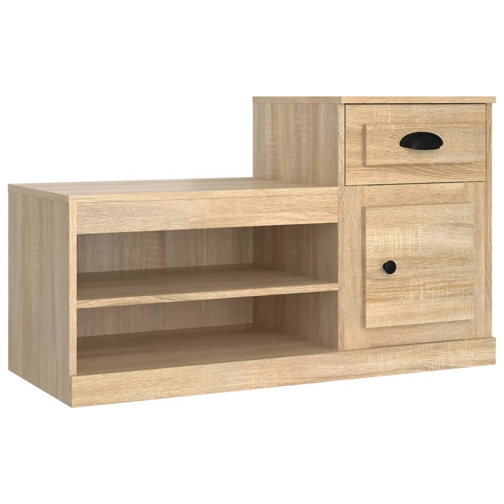 Schoenenkast 100x42x60 cm bewerkt hout sonoma eikenkleurig is nu te koop bij PeponiXL, paradijselijk wonen!