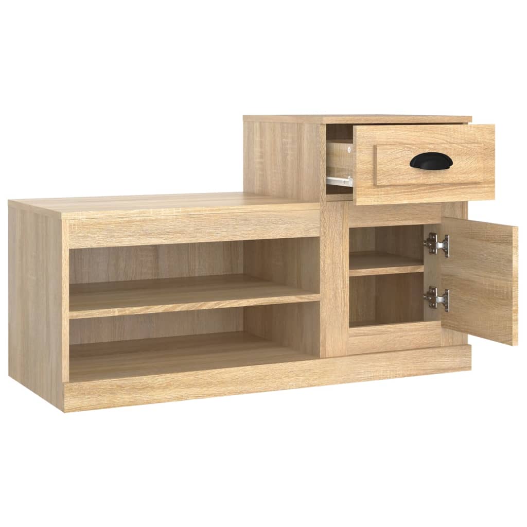 Schoenenkast 100x42x60 cm bewerkt hout sonoma eikenkleurig is nu te koop bij PeponiXL, paradijselijk wonen!
