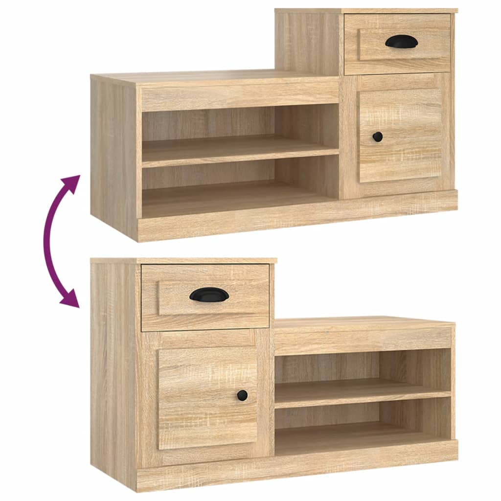 Schoenenkast 100x42x60 cm bewerkt hout sonoma eikenkleurig is nu te koop bij PeponiXL, paradijselijk wonen!
