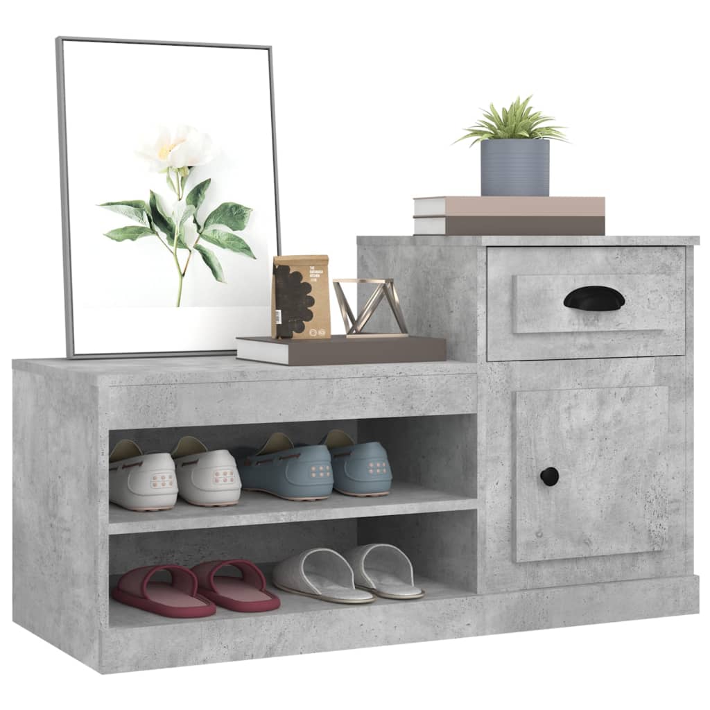 Schoenenkast 100x42x60 cm bewerkt hout betongrijs is nu te koop bij PeponiXL, paradijselijk wonen!