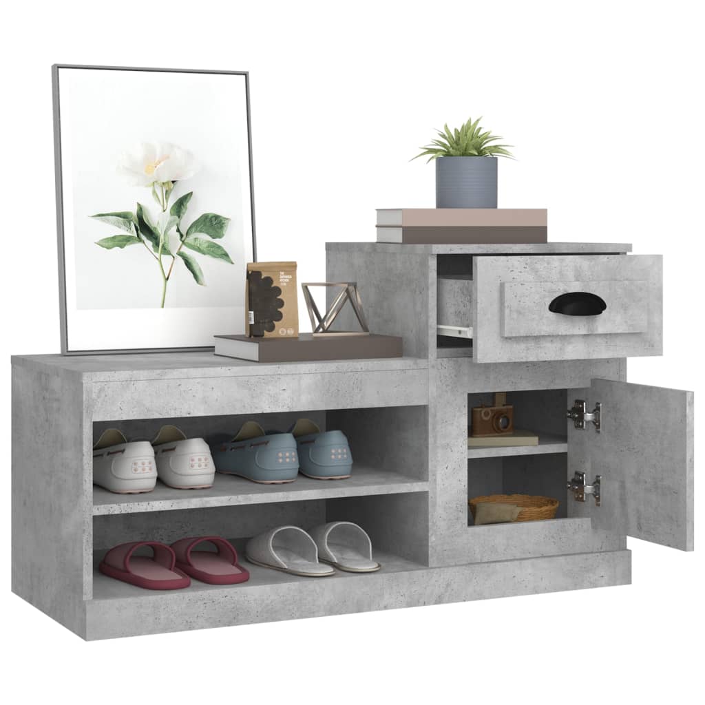 Schoenenkast 100x42x60 cm bewerkt hout betongrijs is nu te koop bij PeponiXL, paradijselijk wonen!