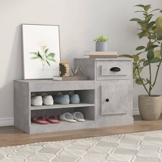 Schoenenkast 100x42x60 cm bewerkt hout betongrijs is nu te koop bij PeponiXL, paradijselijk wonen!