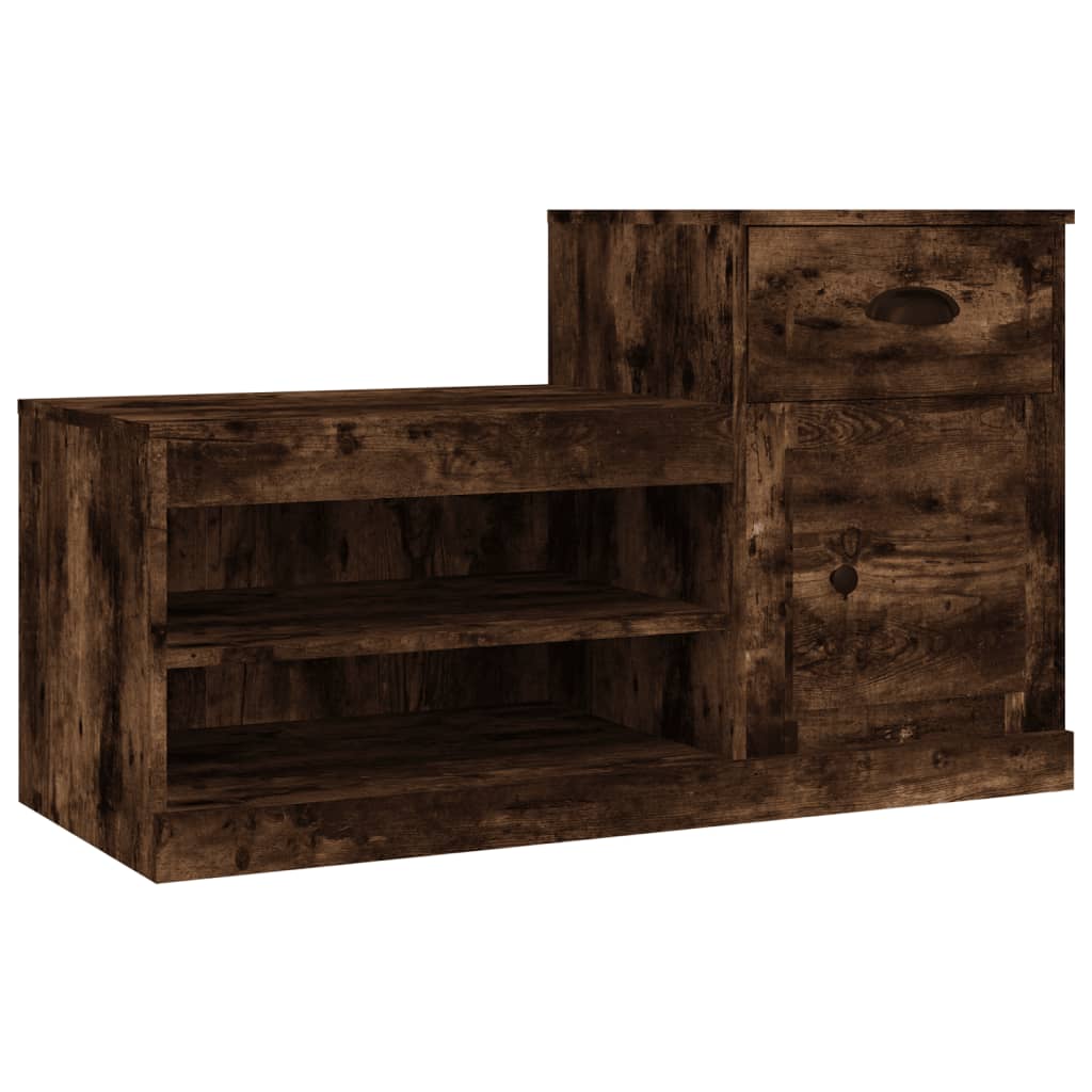 Schoenenkast 100x42x60 cm bewerkt hout gerookt eikenkleurig is nu te koop bij PeponiXL, paradijselijk wonen!