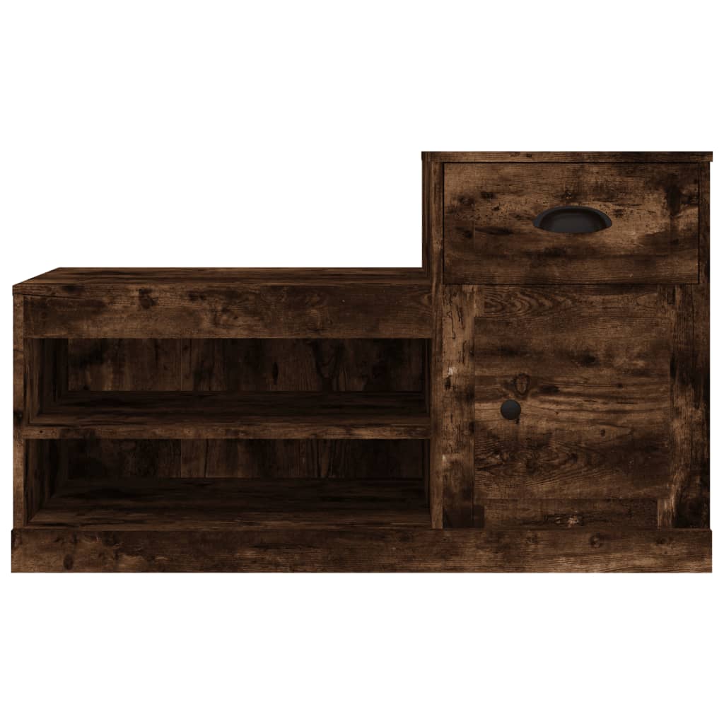Schoenenkast 100x42x60 cm bewerkt hout gerookt eikenkleurig is nu te koop bij PeponiXL, paradijselijk wonen!