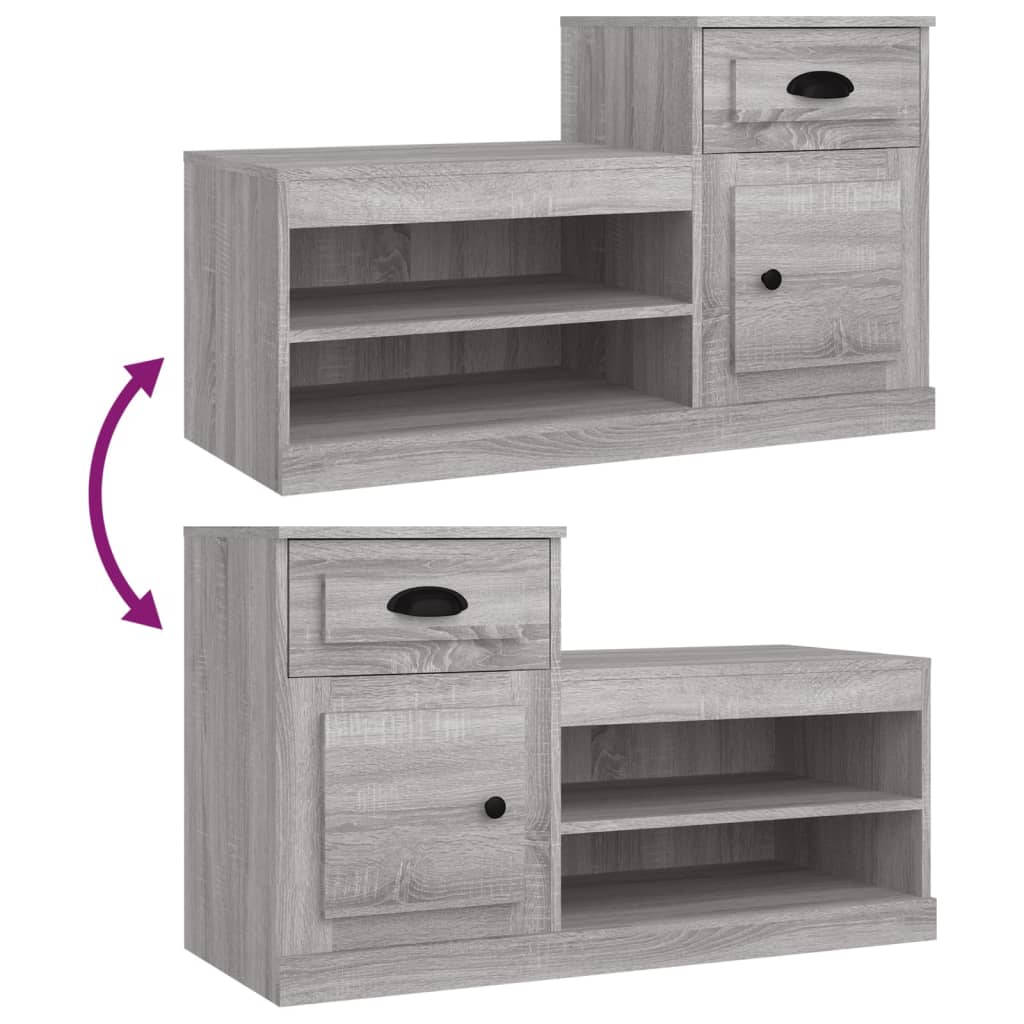 Schoenenkast 100x42x60 cm bewerkt hout grijs sonoma eikenkleur is nu te koop bij PeponiXL, paradijselijk wonen!