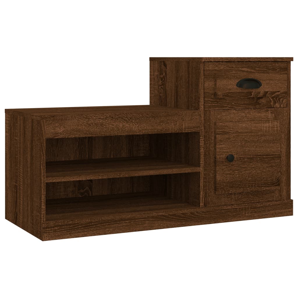 Schoenenkast 100x42x60 cm bewerkt hout bruin eikenkleur is nu te koop bij PeponiXL, paradijselijk wonen!