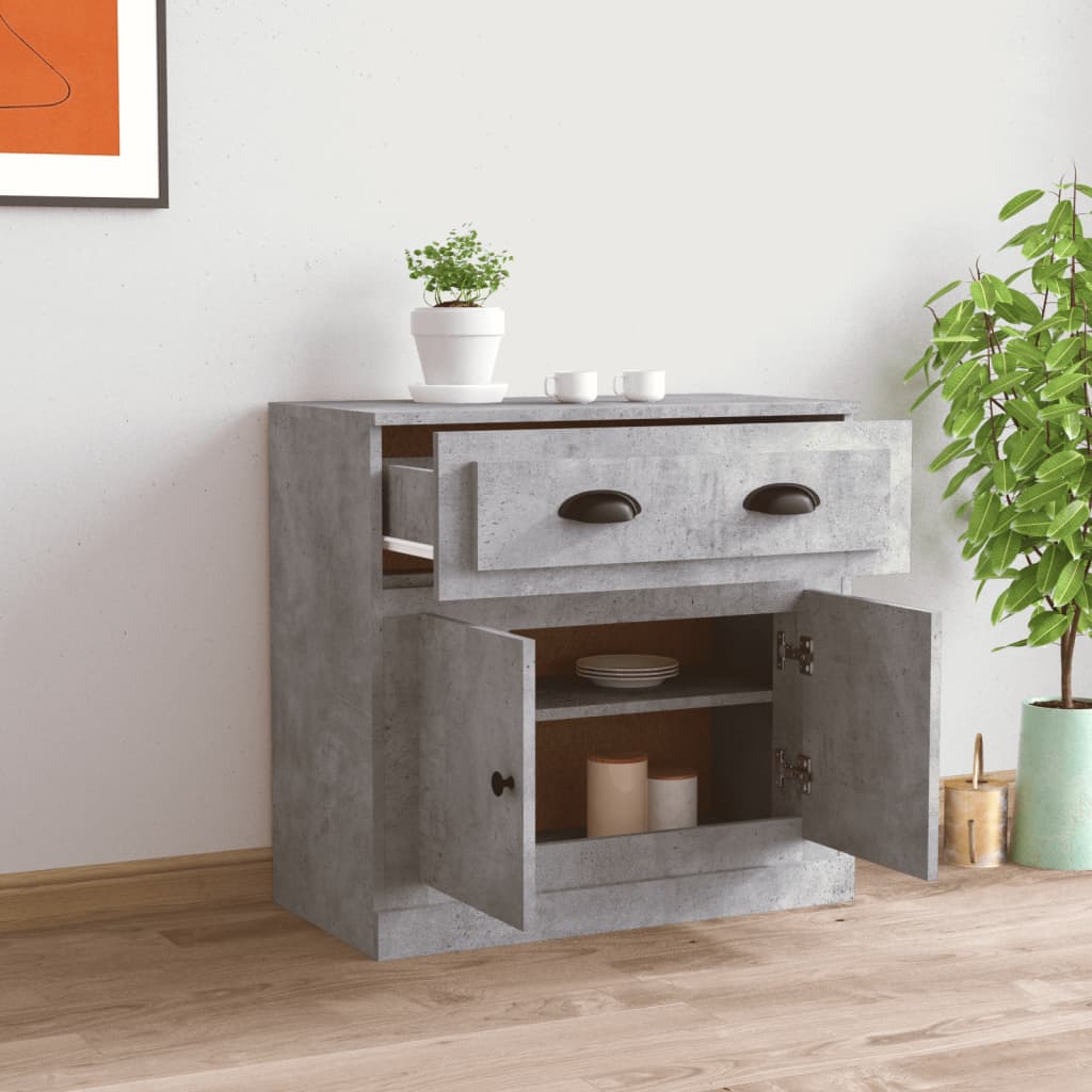 Dressoir 70x35,5x67,5 cm bewerkt hout betongrijs is nu te koop bij PeponiXL, paradijselijk wonen!