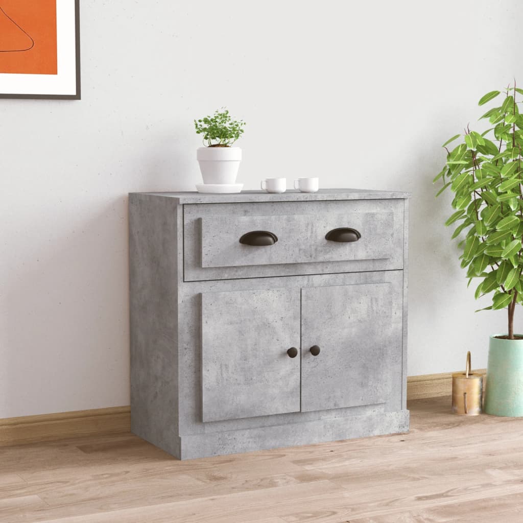 Dressoir 70x35,5x67,5 cm bewerkt hout betongrijs is nu te koop bij PeponiXL, paradijselijk wonen!