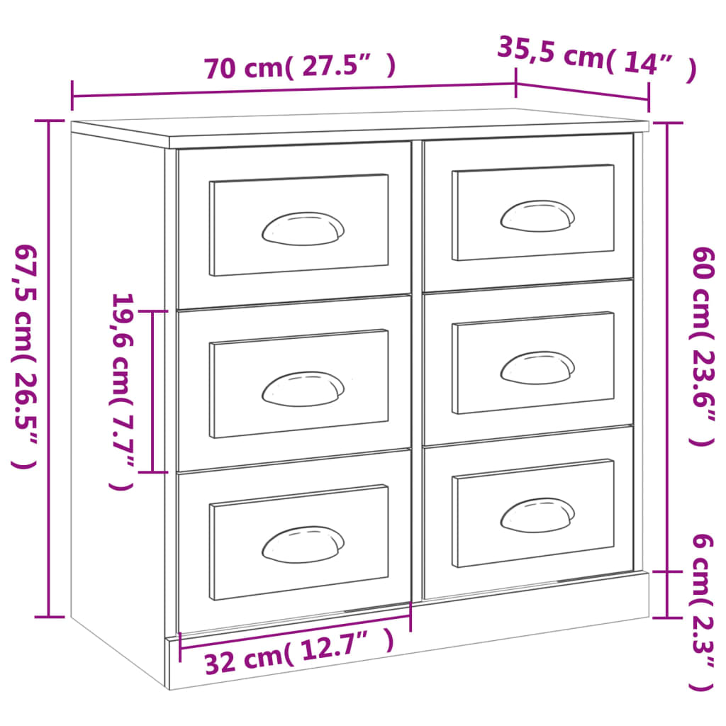Dressoir 70x35,5x67,5 cm bewerkt hout betongrijs is nu te koop bij PeponiXL, paradijselijk wonen!