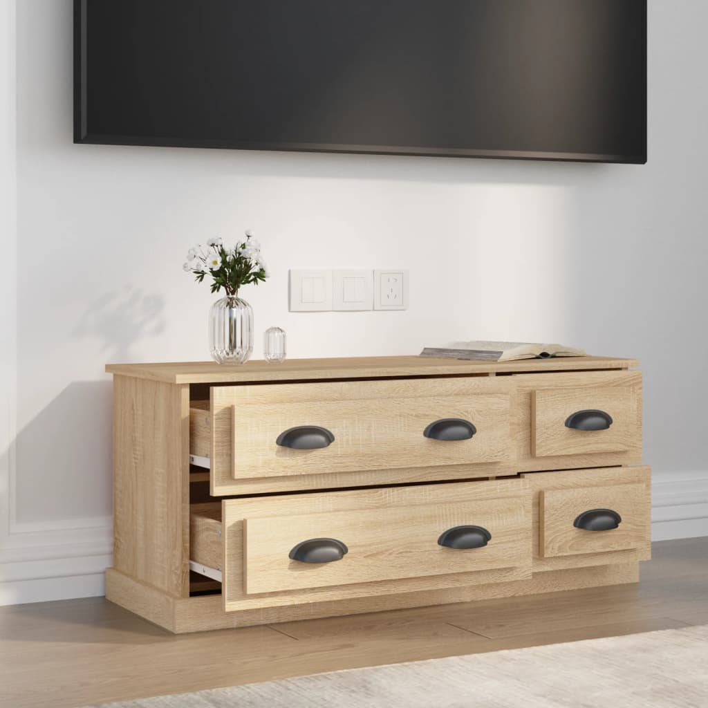 Tv-meubel 100x35,5x45 cm bewerkt hout sonoma eikenkleurig is nu te koop bij PeponiXL, paradijselijk wonen!