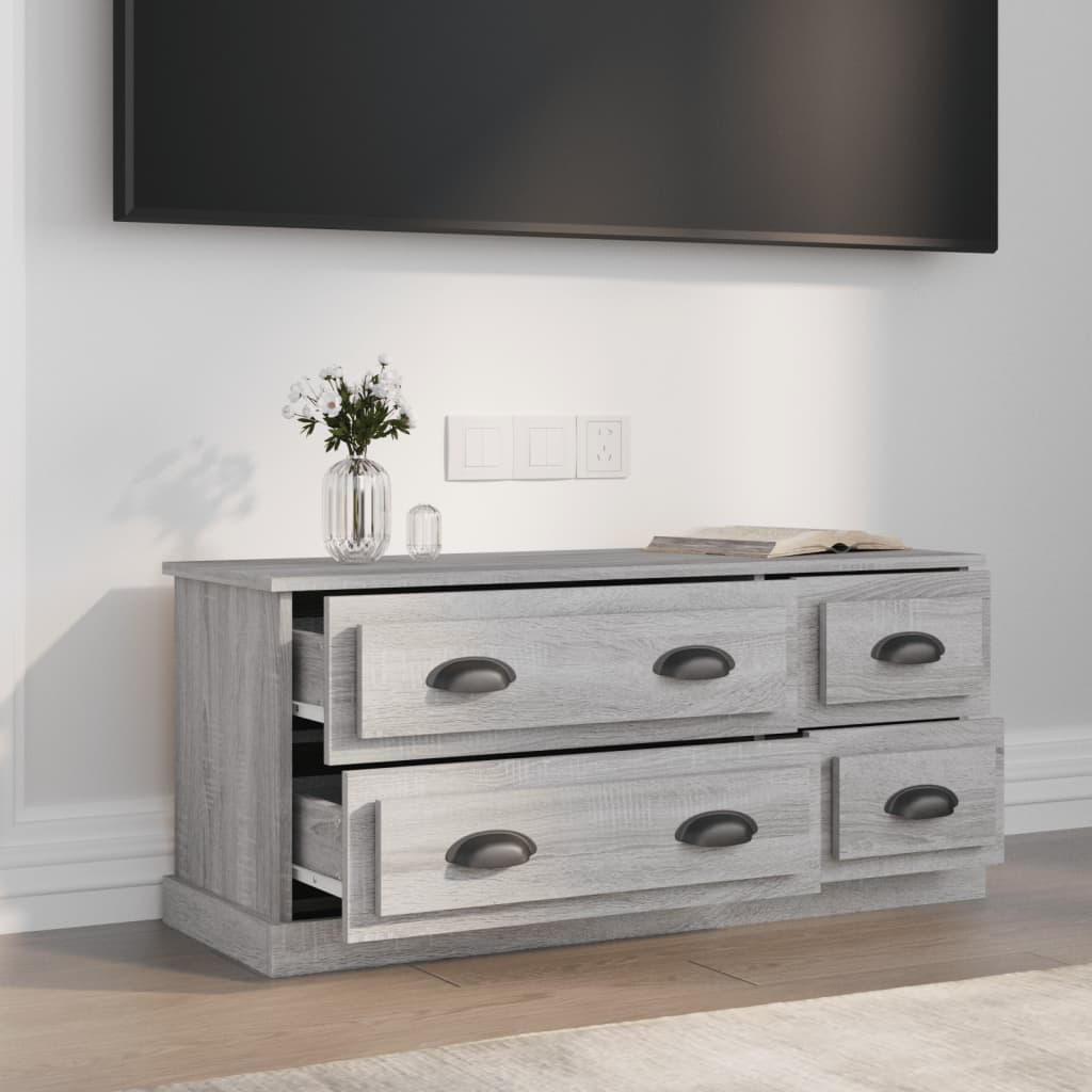 Tv-meubel 100x35,5x45 cm bewerkt hout grijs sonoma eikenkleurig is nu te koop bij PeponiXL, paradijselijk wonen!