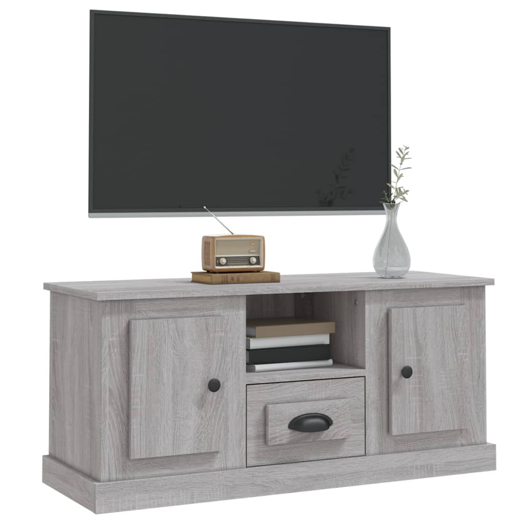 Tv-meubel 100x35,5x45 cm bewerkt hout grijs sonoma eikenkleurig is nu te koop bij PeponiXL, paradijselijk wonen!