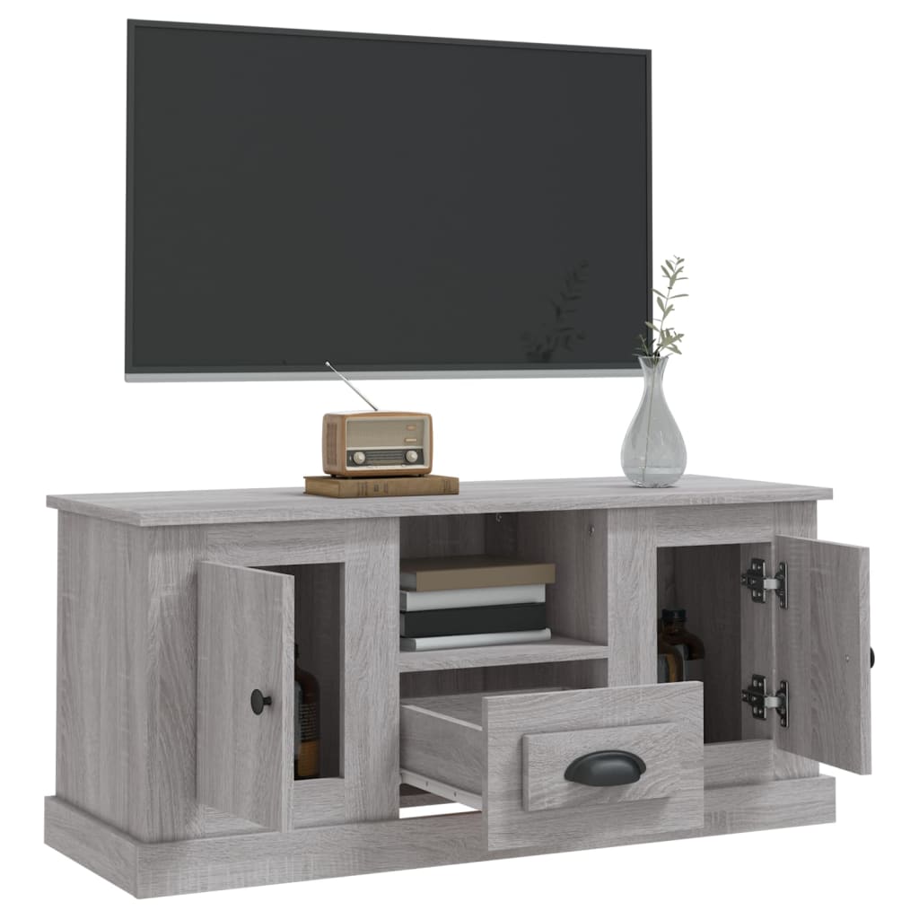 Tv-meubel 100x35,5x45 cm bewerkt hout grijs sonoma eikenkleurig is nu te koop bij PeponiXL, paradijselijk wonen!