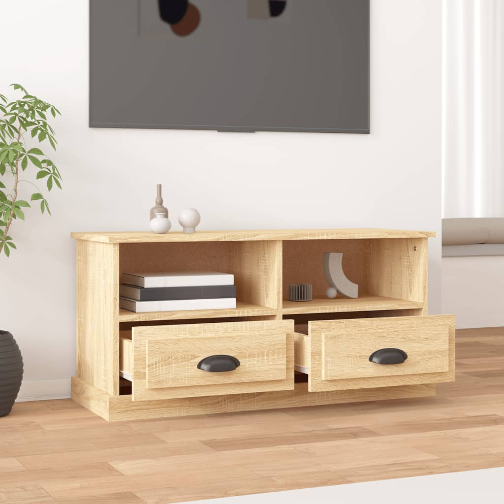 Tv-meubel 93x35,5x45 cm bewerkt hout sonoma eikenkleurig is nu te koop bij PeponiXL, paradijselijk wonen!