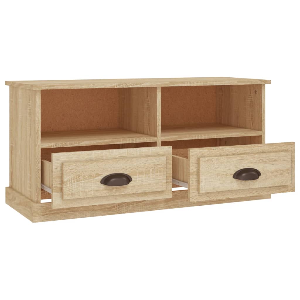 Tv-meubel 93x35,5x45 cm bewerkt hout sonoma eikenkleurig is nu te koop bij PeponiXL, paradijselijk wonen!