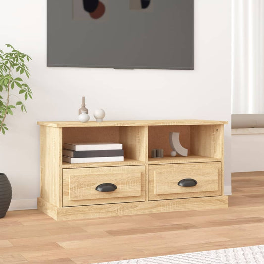 Tv-meubel 93x35,5x45 cm bewerkt hout sonoma eikenkleurig is nu te koop bij PeponiXL, paradijselijk wonen!