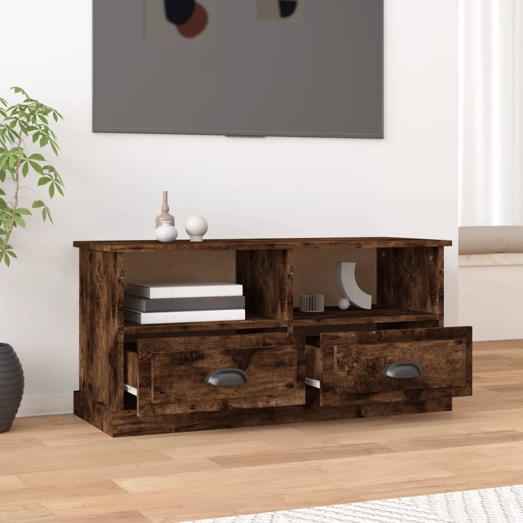 Tv-meubel 93x35,5x45 cm bewerkt hout gerookt eikenkleurig is nu te koop bij PeponiXL, paradijselijk wonen!