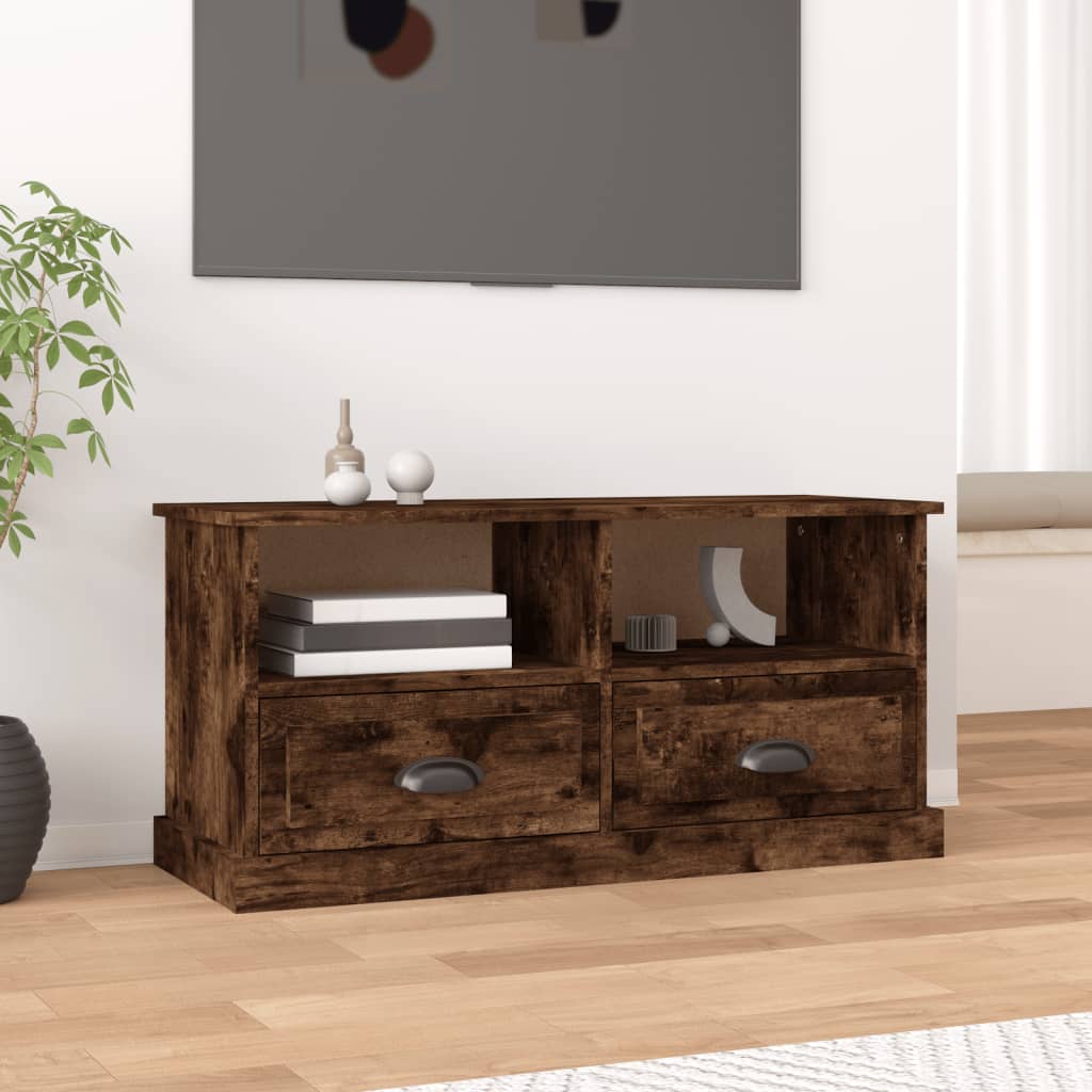 Tv-meubel 93x35,5x45 cm bewerkt hout gerookt eikenkleurig is nu te koop bij PeponiXL, paradijselijk wonen!