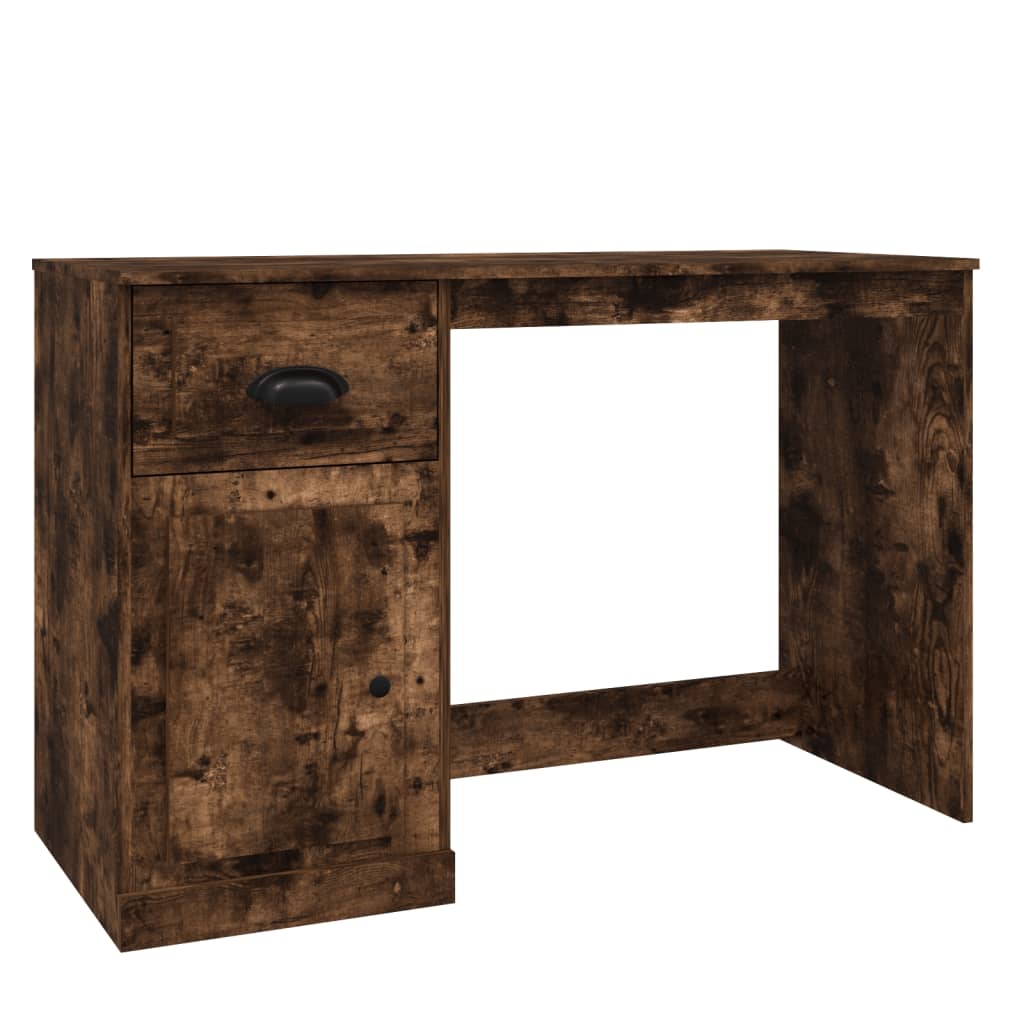 Bureau met lade 115x50x75 cm bewerkt hout gerookt eikenkleurig is nu te koop bij PeponiXL, paradijselijk wonen!