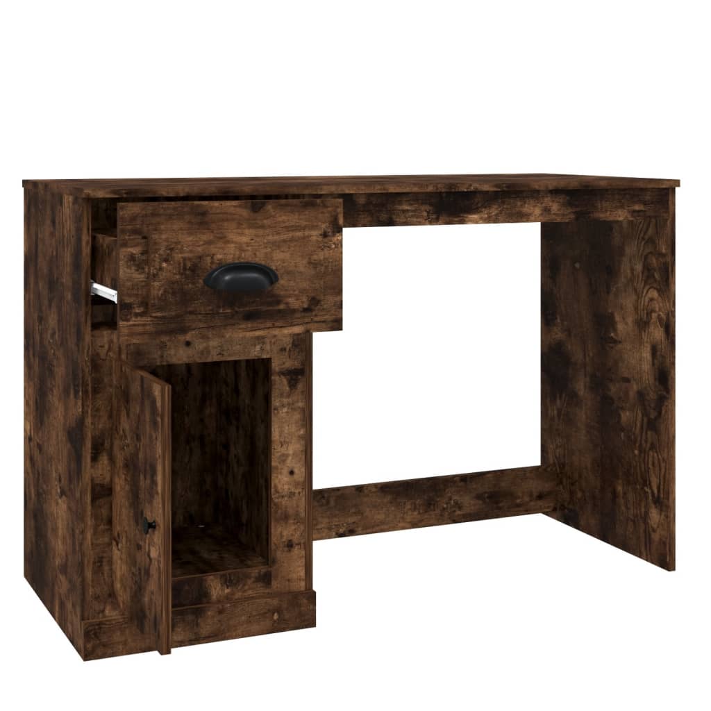 Bureau met lade 115x50x75 cm bewerkt hout gerookt eikenkleurig is nu te koop bij PeponiXL, paradijselijk wonen!