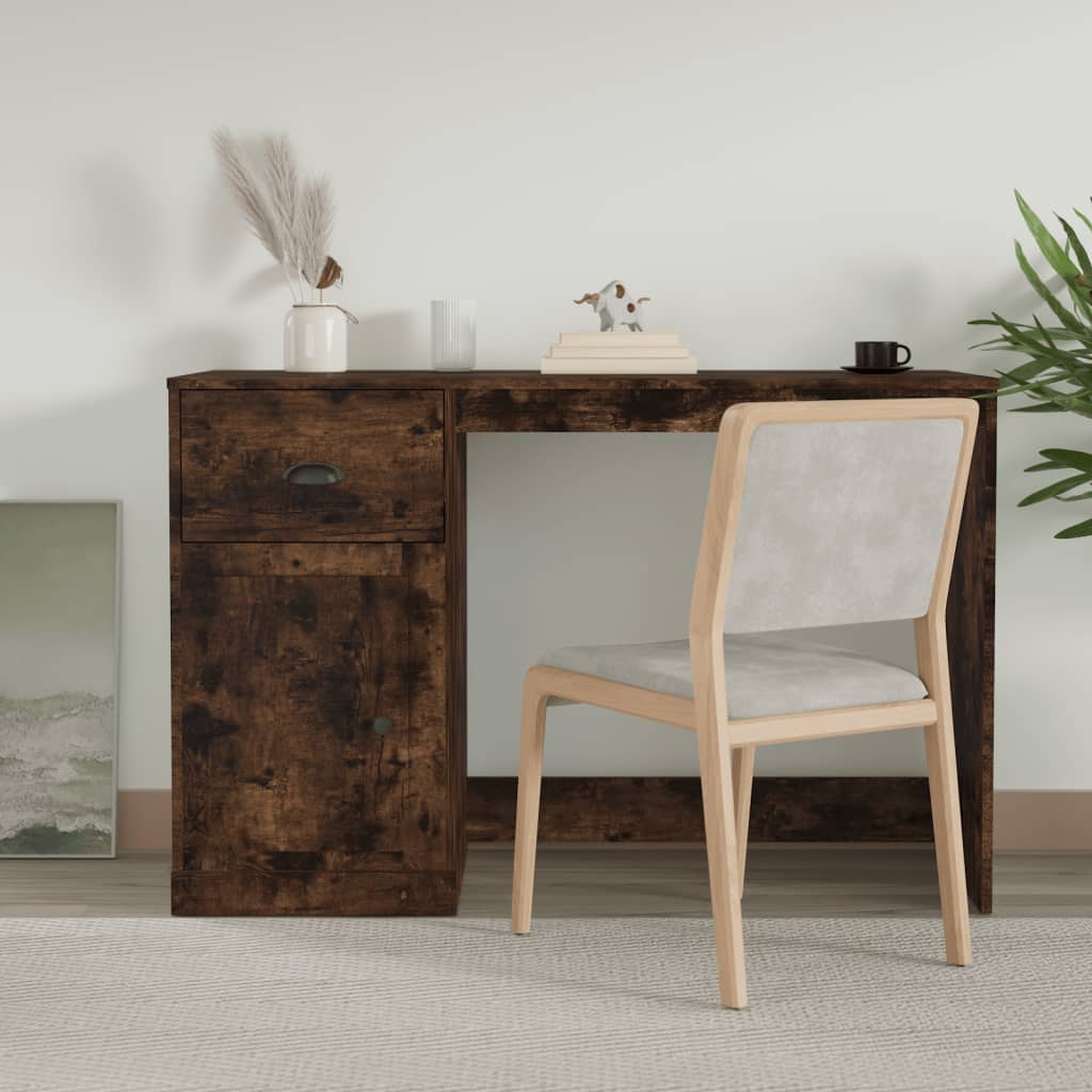 Bureau met lade 115x50x75 cm bewerkt hout gerookt eikenkleurig is nu te koop bij PeponiXL, paradijselijk wonen!