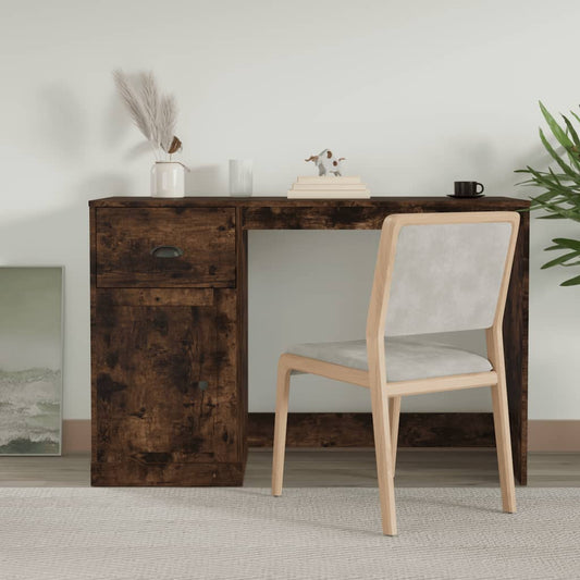 Bureau met lade 115x50x75 cm bewerkt hout gerookt eikenkleurig is nu te koop bij PeponiXL, paradijselijk wonen!